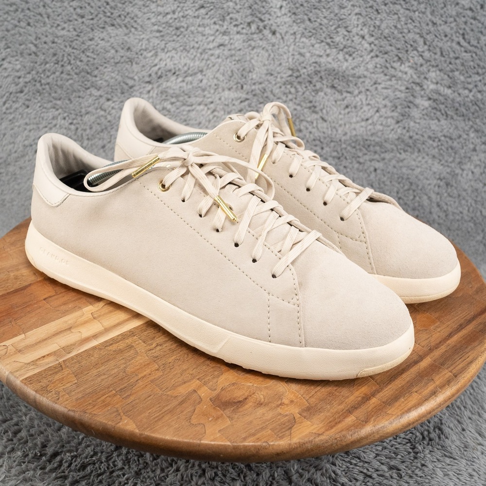 Cole Haan C30926 Mens Grand Sneakers Shoes Light Beige Cream Suede Lace Up 11.5M